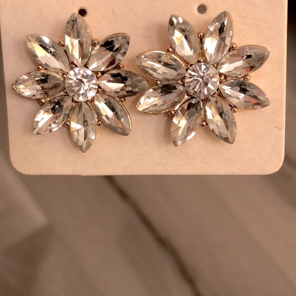 Floral Crystal Earrings - Picture 3 of 7